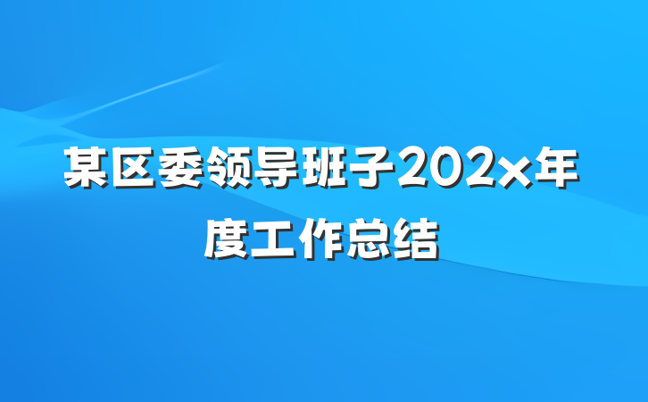 某区委领导班子202x年度工作总结