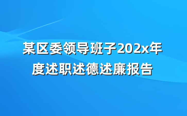 某区委领导班子202x年度述职述德述廉报告