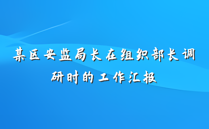 某区安监局长在组织部长调研时的工作汇报