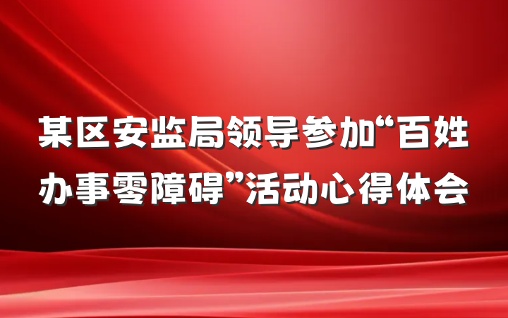 某区安监局领导参加“百姓办事零障碍”活动心得体会