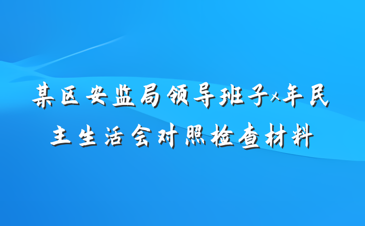 某区安监局领导班子x年民主生活会对照检查材料