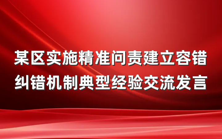 某区实施精准问责建立容错纠错机制典型经验交流发言