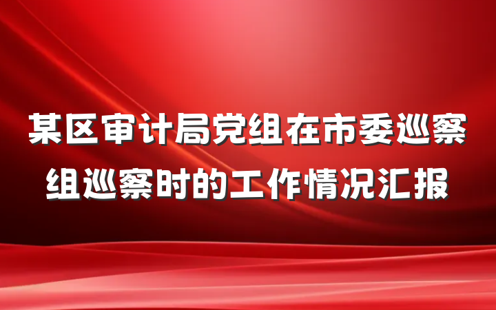 某区审计局党组在市委巡察组巡察时的工作情况汇报