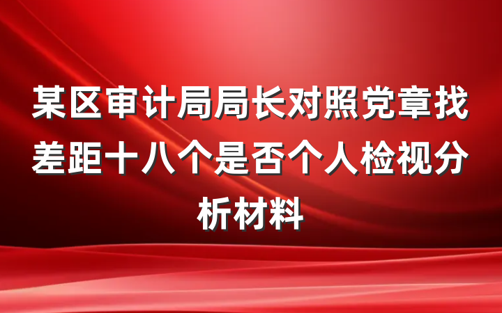 某区审计局局长对照党章找差距十八个是否个人检视分析材料
