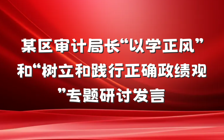 某区审计局长“以学正风”和“树立和践行正确政绩观”专题研讨发言