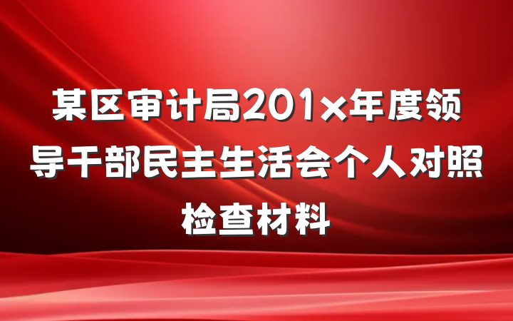 某区审计局201x年度领导干部民主生活会个人对照检查材料