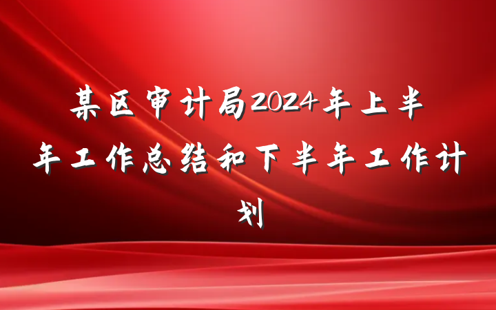 某区审计局2024年上半年工作总结和下半年工作计划