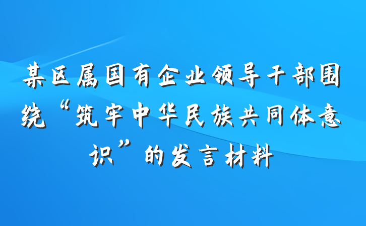 某区属国有企业领导干部围绕“筑牢中华民族共同体意识”的发言材料