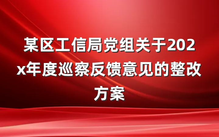 某区工信局党组关于202x年度巡察反馈意见的整改方案