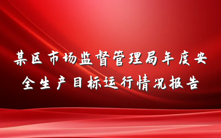 某区市场监督管理局年度安全生产目标运行情况报告