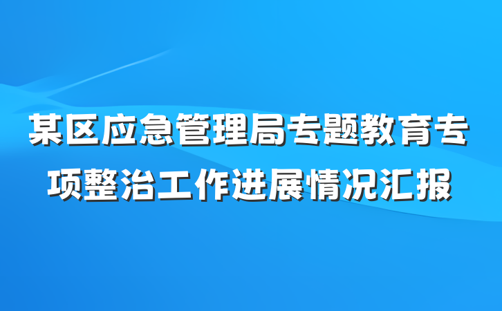 某区应急管理局专题教育专项整治工作进展情况汇报