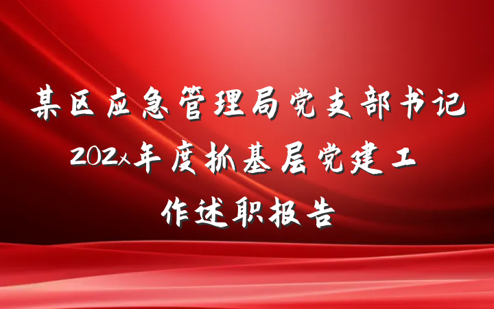 某区应急管理局党支部书记202x年度抓基层党建工作述职报告
