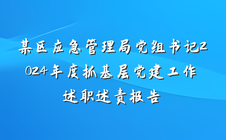 某区应急管理局党组书记2024年度抓基层党建工作述职述责报告