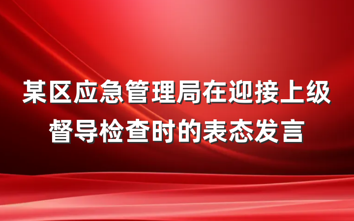 某区应急管理局在迎接上级督导检查时的表态发言