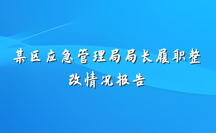 某区应急管理局局长履职整改情况报告