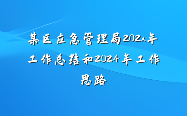 某区应急管理局202x年工作总结和2024年工作思路