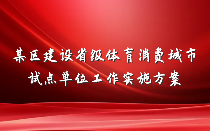 某区建设省级体育消费城市试点单位工作实施方案