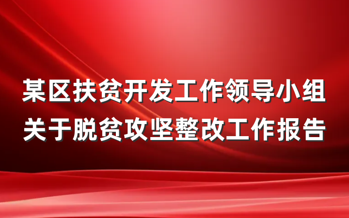 某区扶贫开发工作领导小组关于脱贫攻坚整改工作报告