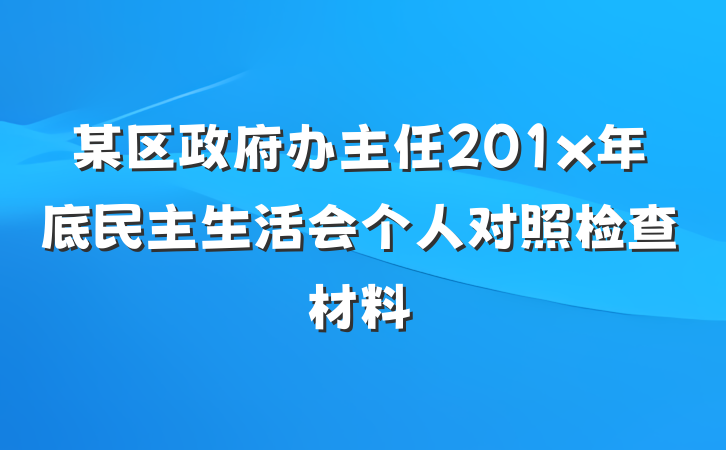 某区政府办主任201x年底民主生活会个人对照检查材料