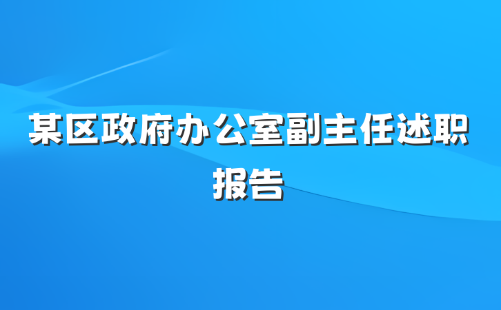 某区政府办公室副主任述职报告