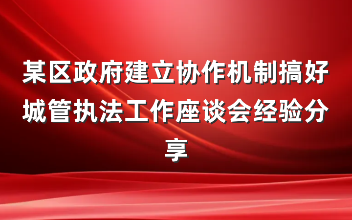 某区政府建立协作机制搞好城管执法工作座谈会经验分享