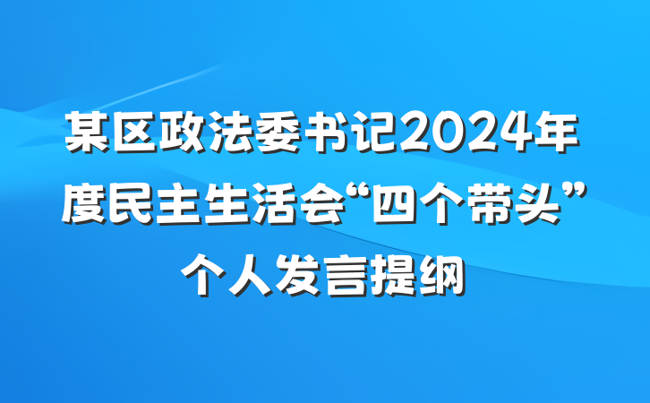 某区政法委书记2024年度民主生活会“四个带头”个人发言提纲
