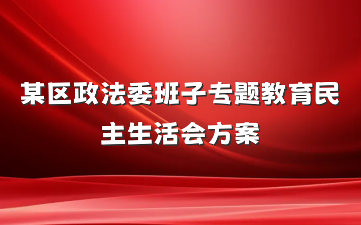 某区政法委班子专题教育民主生活会方案
