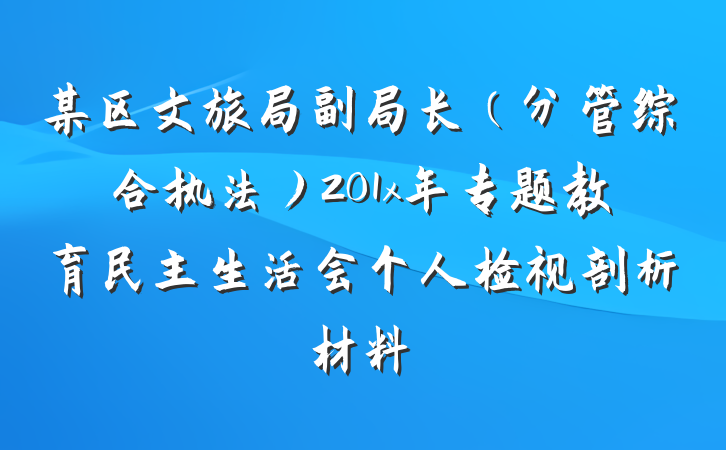 某区文旅局副局长（分管综合执法）201x年专题教育民主生活会个人检视剖析材料