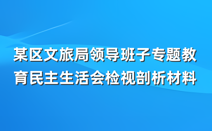 某区文旅局领导班子专题教育民主生活会检视剖析材料