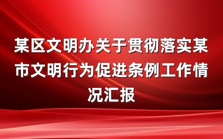 某区文明办关于贯彻落实某市文明行为促进条例工作情况汇报