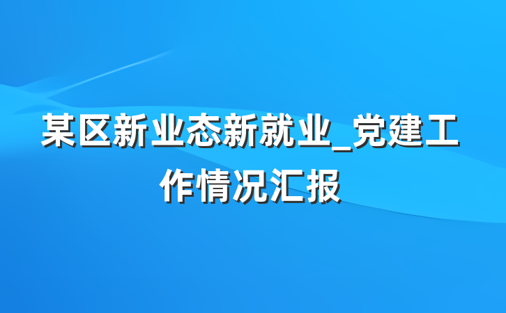 某区新业态新就业_党建工作情况汇报