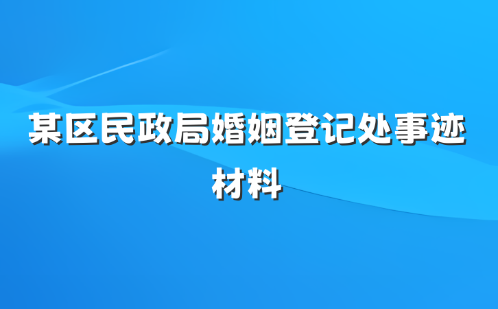 某区民政局婚姻登记处事迹材料