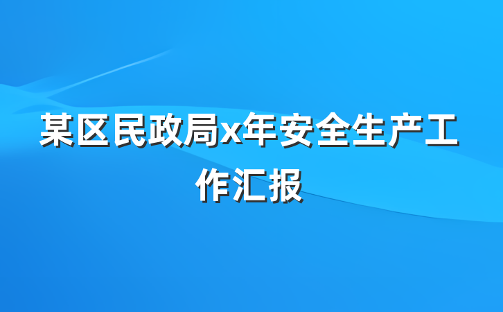 某区民政局x年安全生产工作汇报