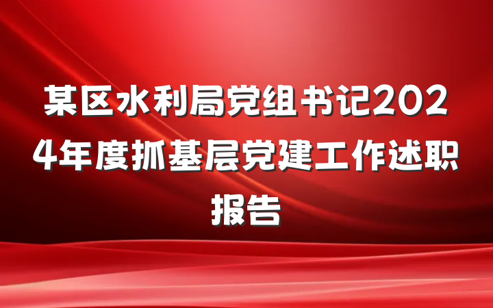 某区水利局党组书记2024年度抓基层党建工作述职报告