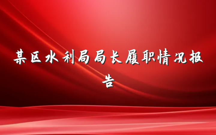 某区水利局局长履职情况报告