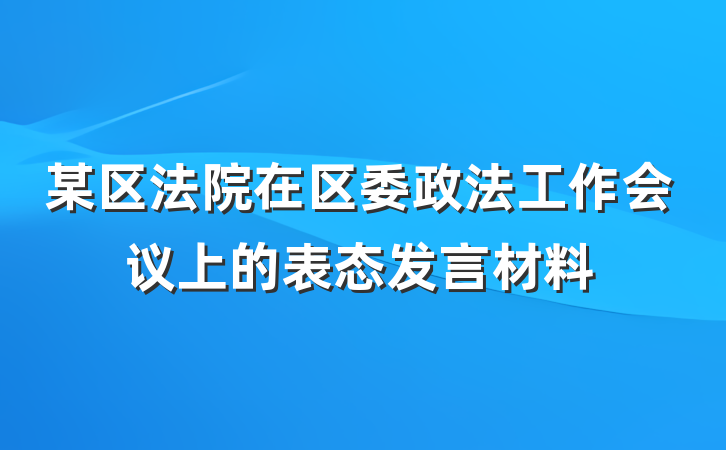 某区法院在区委政法工作会议上的表态发言材料