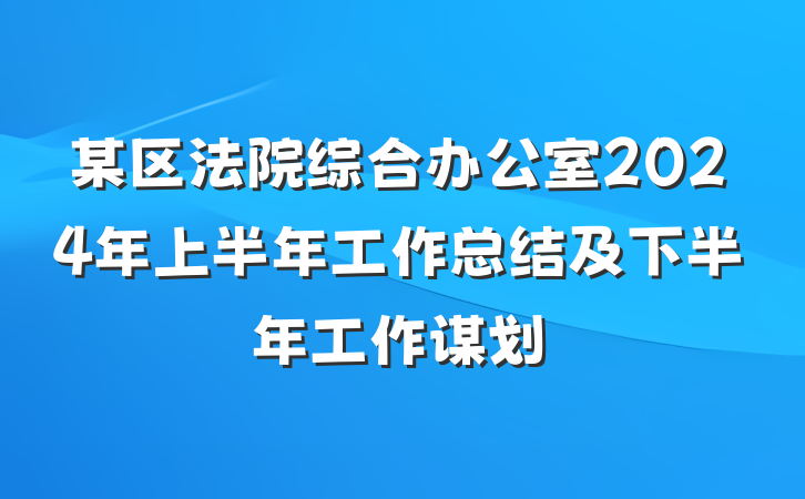 某区法院综合办公室2024年上半年工作总结及下半年工作谋划