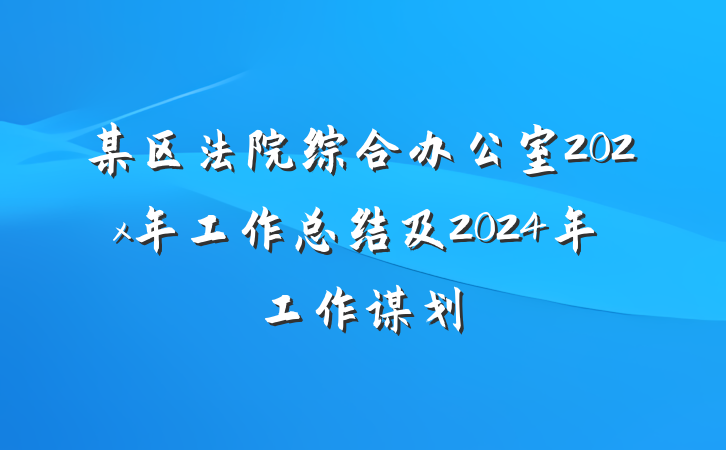 某区法院综合办公室202x年工作总结及2024年工作谋划