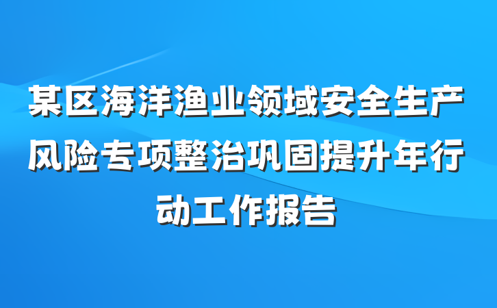 某区海洋渔业领域安全生产风险专项整治巩固提升年行动工作报告