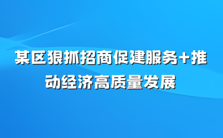 某区狠抓招商促建服务 推动经济高质量发展