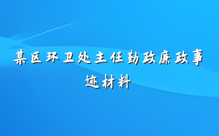 某区环卫处主任勤政廉政事迹材料
