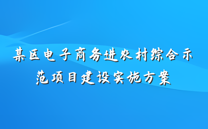 某区电子商务进农村综合示范项目建设实施方案