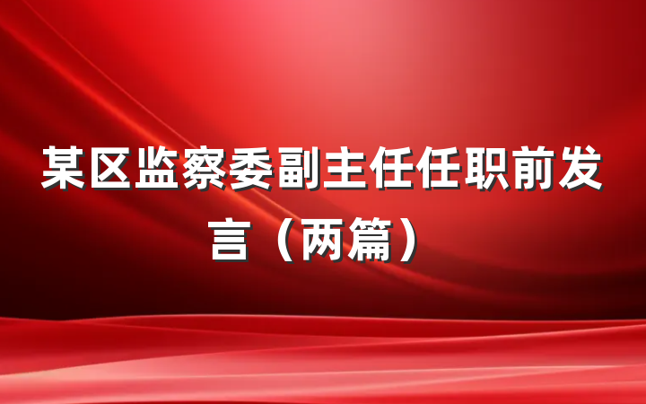 某区监察委副主任任职前发言（两篇）