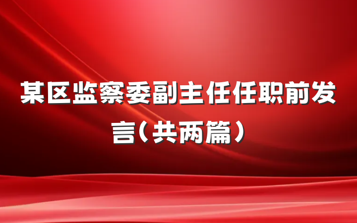 某区监察委副主任任职前发言（共两篇）