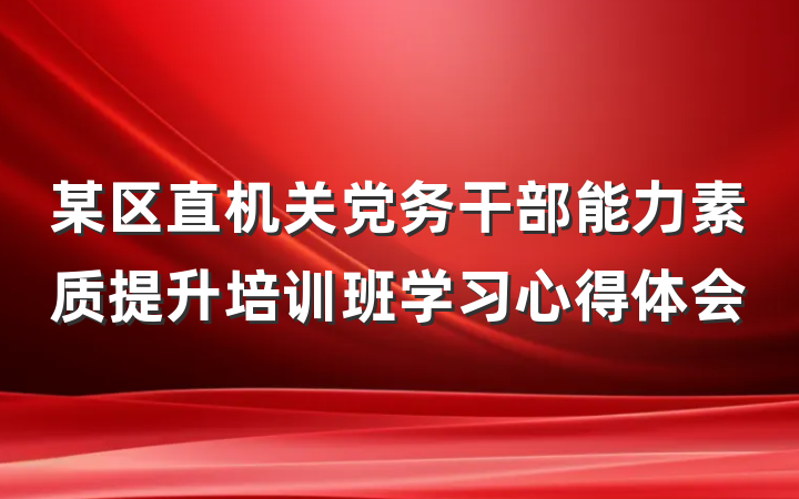 某区直机关党务干部能力素质提升培训班学习心得体会