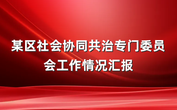 某区社会协同共治专门委员会工作情况汇报