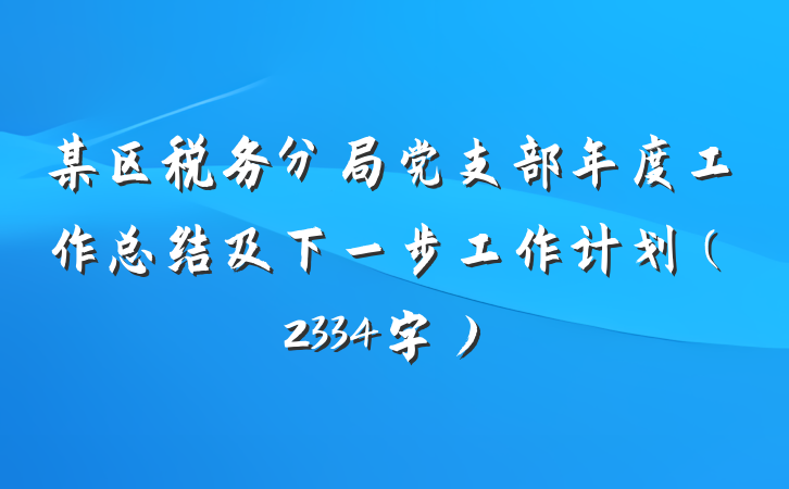 某区税务分局党支部年度工作总结及下一步工作计划（2334字）