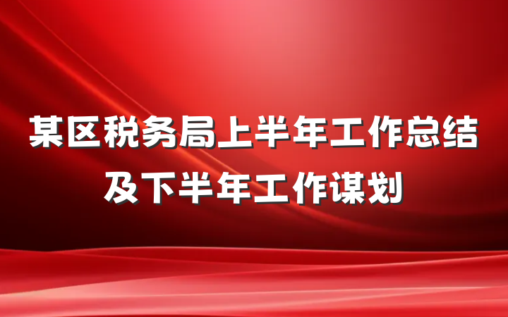 某区税务局上半年工作总结及下半年工作谋划