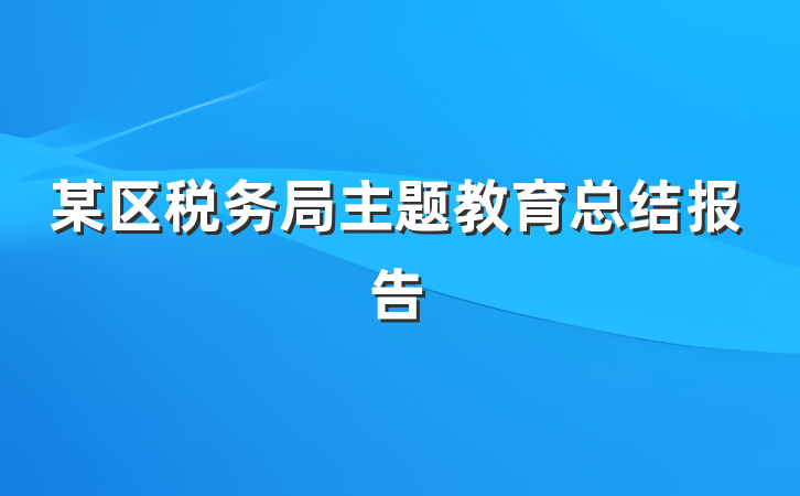 某区税务局主题教育总结报告