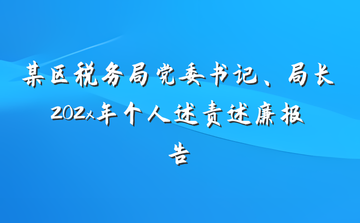 某区税务局党委书记、局长202x年个人述责述廉报告